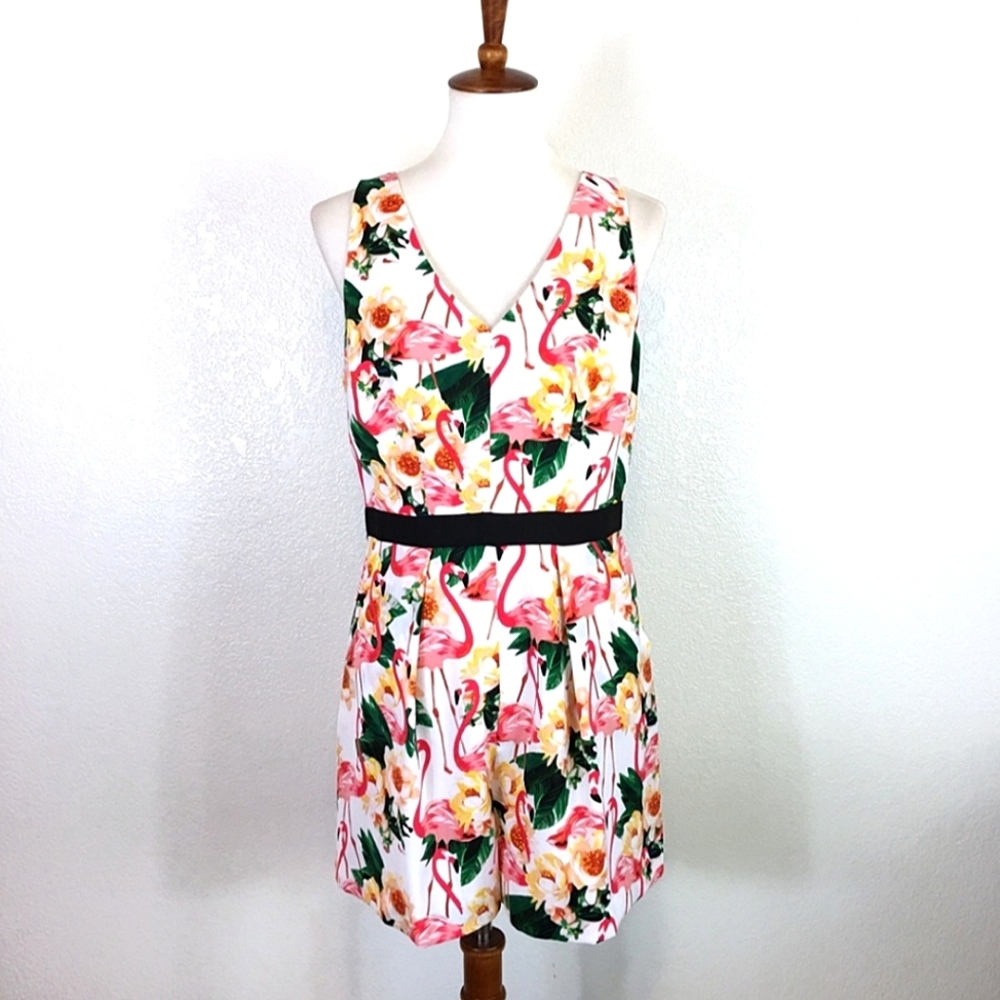 Tropical Flamingo Romper XS Nicole Miller Cute Summer Vacation